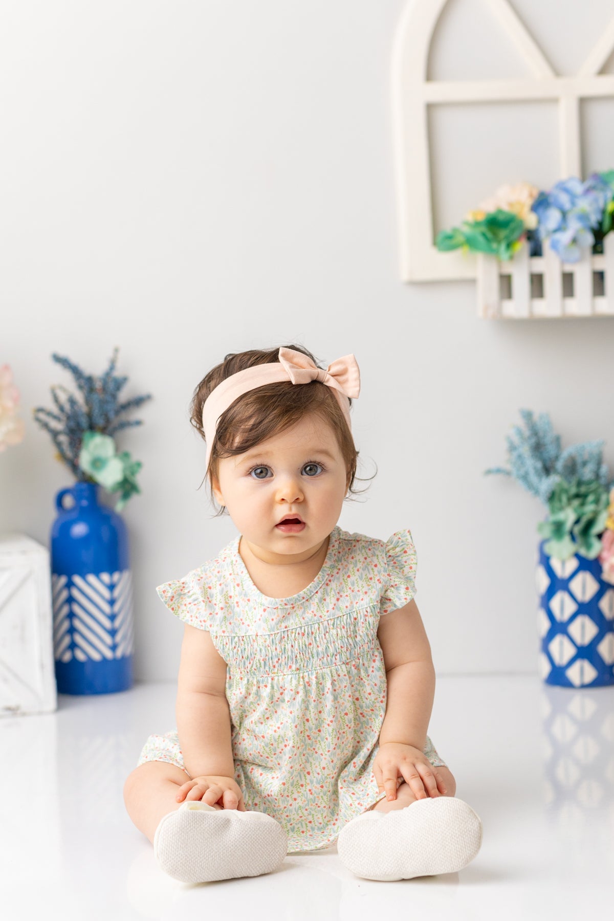 Kız  Bebek  Çiçek Desenli Çıtçıtlı Body Elbise