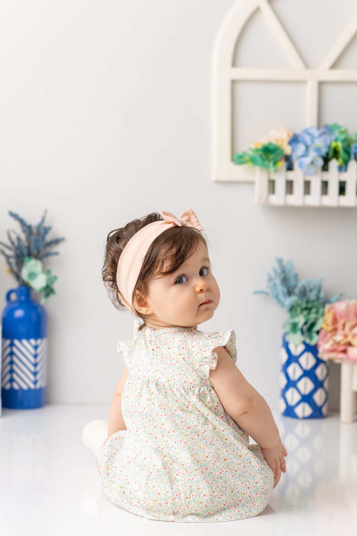 Kız  Bebek  Çiçek Desenli Çıtçıtlı Body Elbise