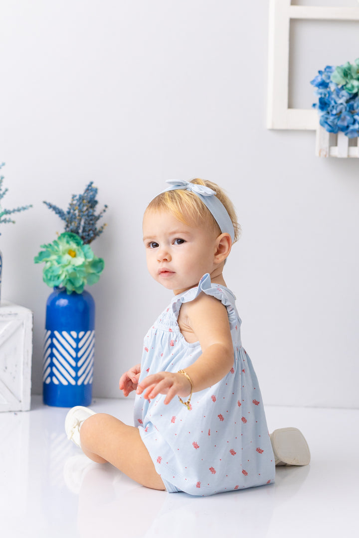 Kız  Bebek  Mercan Desenli Çıtçıtlı Body Elbise