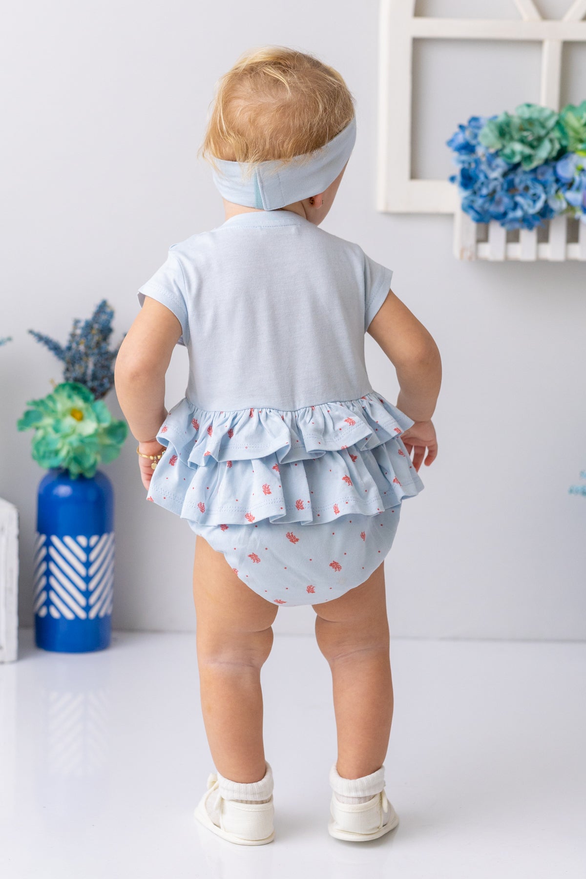 Kız Bebek Bandanalı Fırfırlı Çıtçıtlı Body