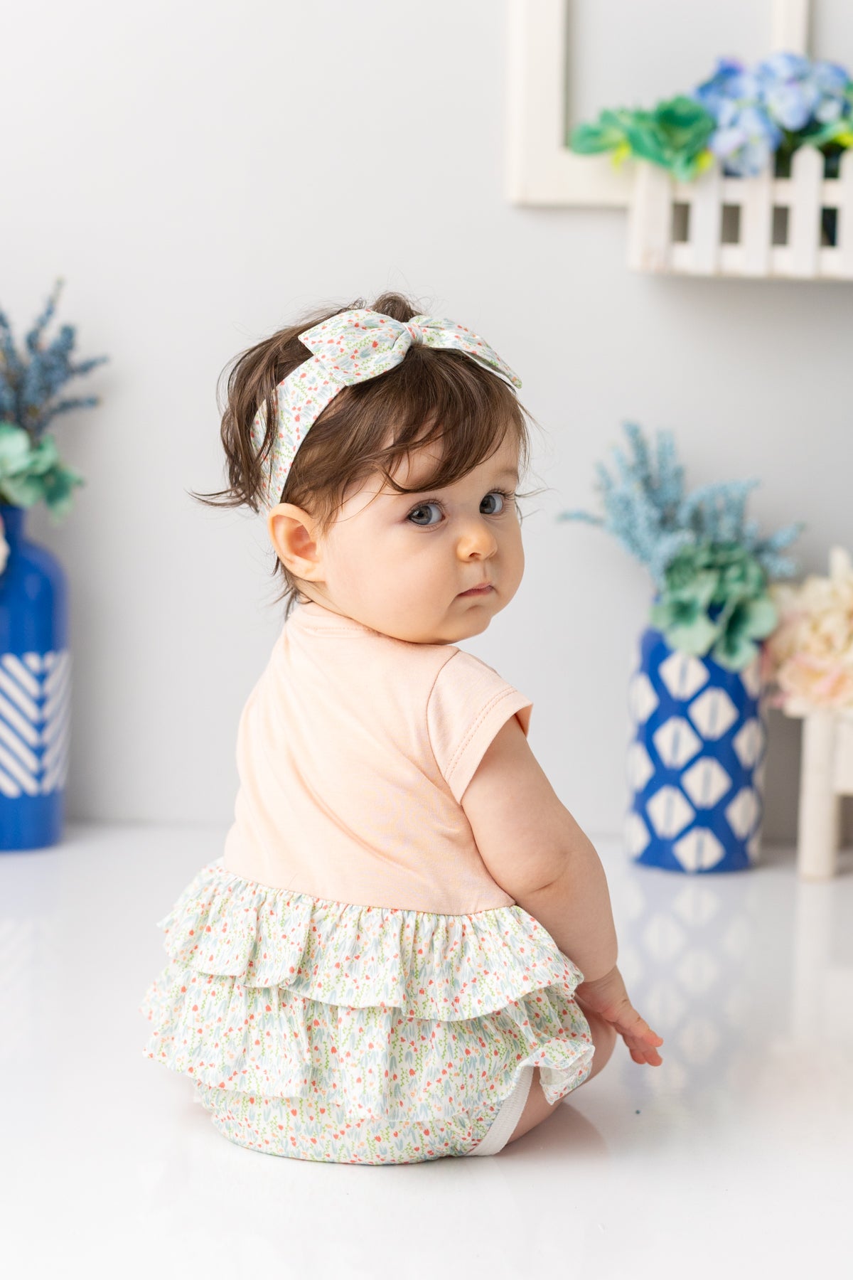 Kız Bebek Bandanalı Fırfırlı Çıtçıtlı Body