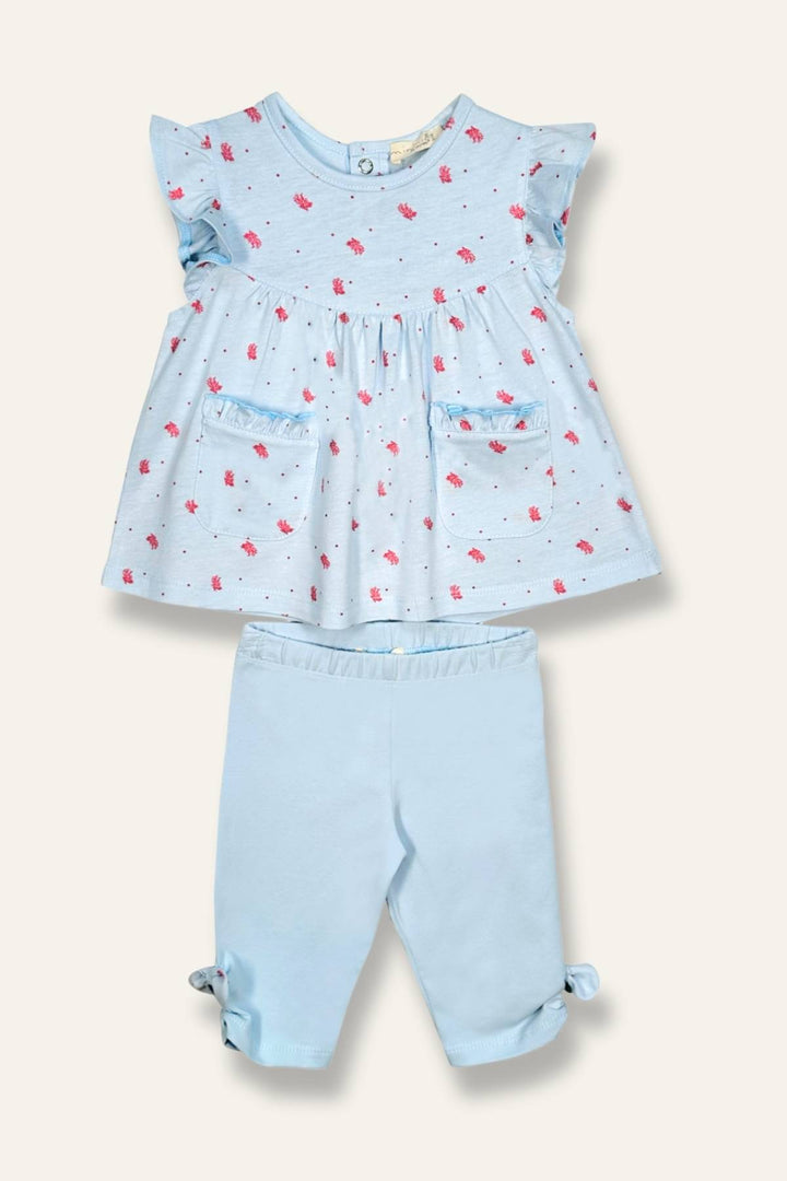 Kız Bebek Mercan Desenli Tayt Bluz Takım