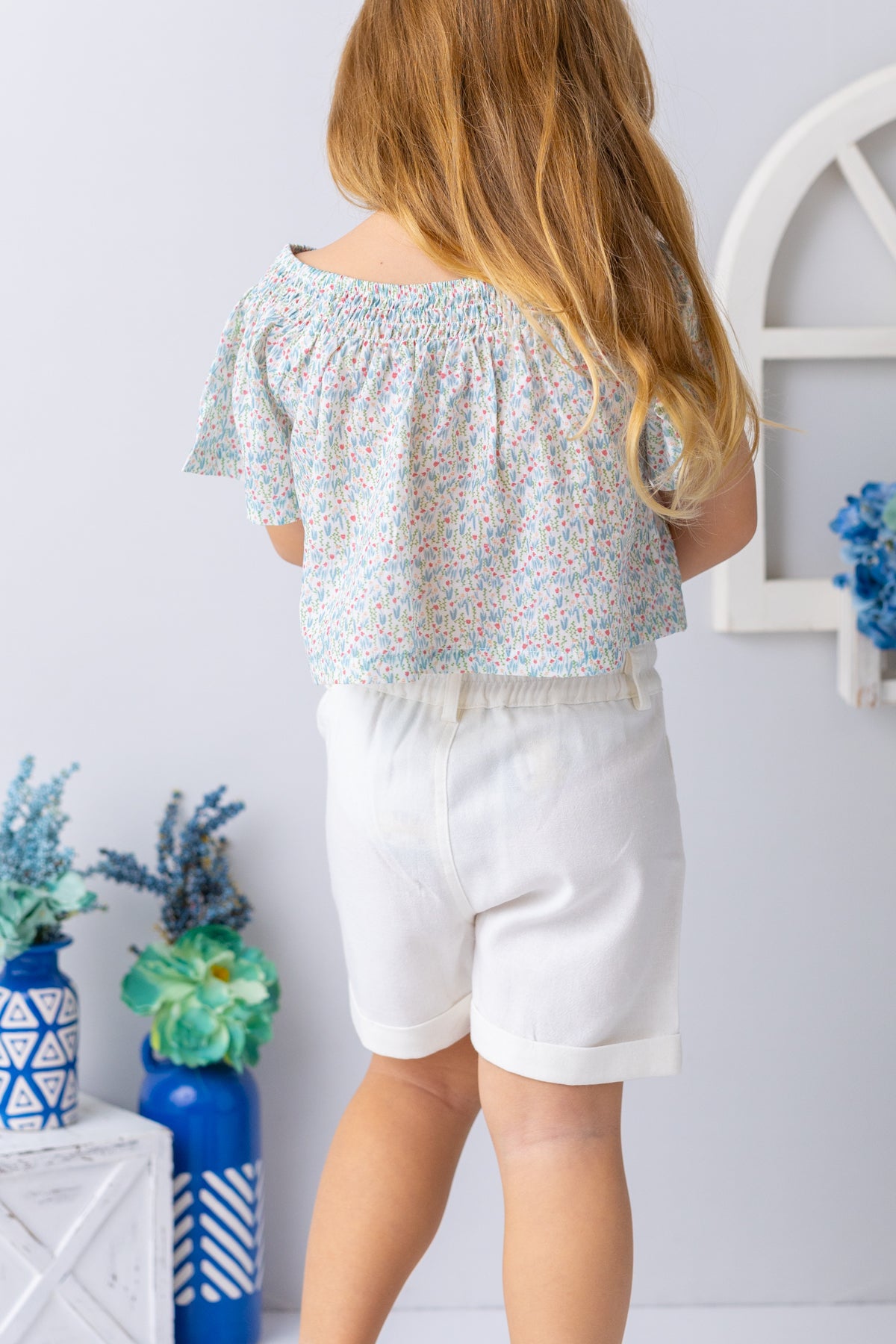 Kız Çocuk Çiçek Desenli Crop Bluz