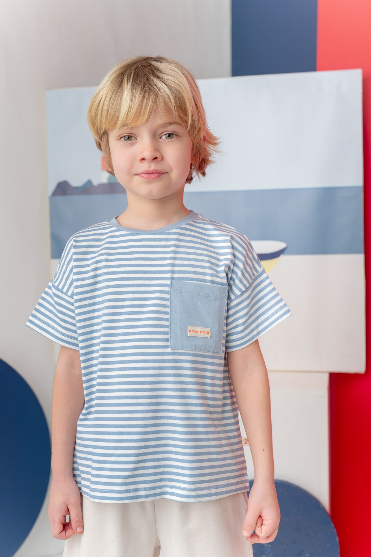 Erkek Çocuk Çizgili Çepli T-Shirt