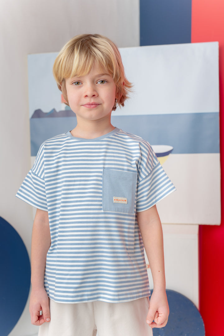 Erkek Çocuk Çizgili Çepli T-Shirt
