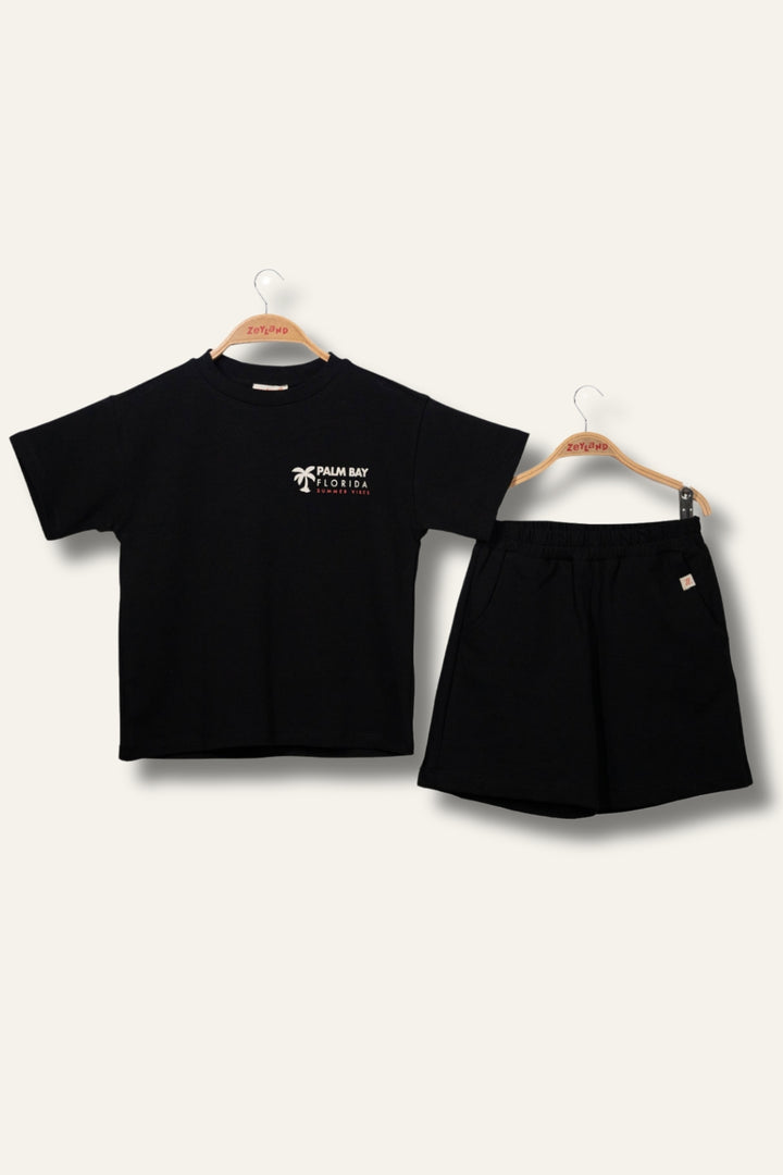 Erkek Çoçuk Sörf Baskılı T-Shirt Kısa Şort Takım