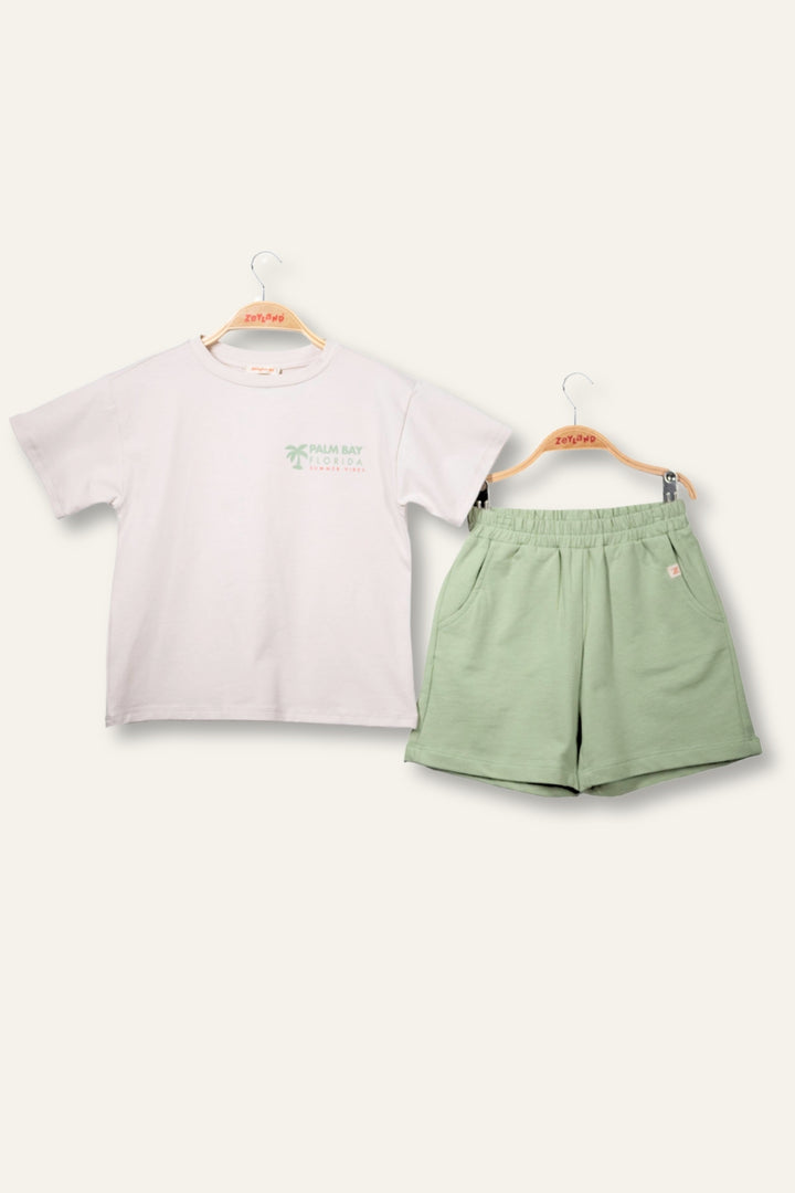 Erkek Çoçuk Sörf Baskılı T-Shirt Kısa Şort Takım
