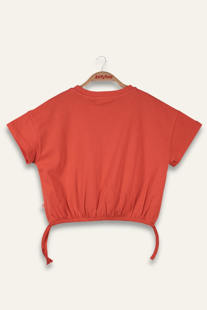Kız Çocuk Hawai Baskılı Crop T-Shirt