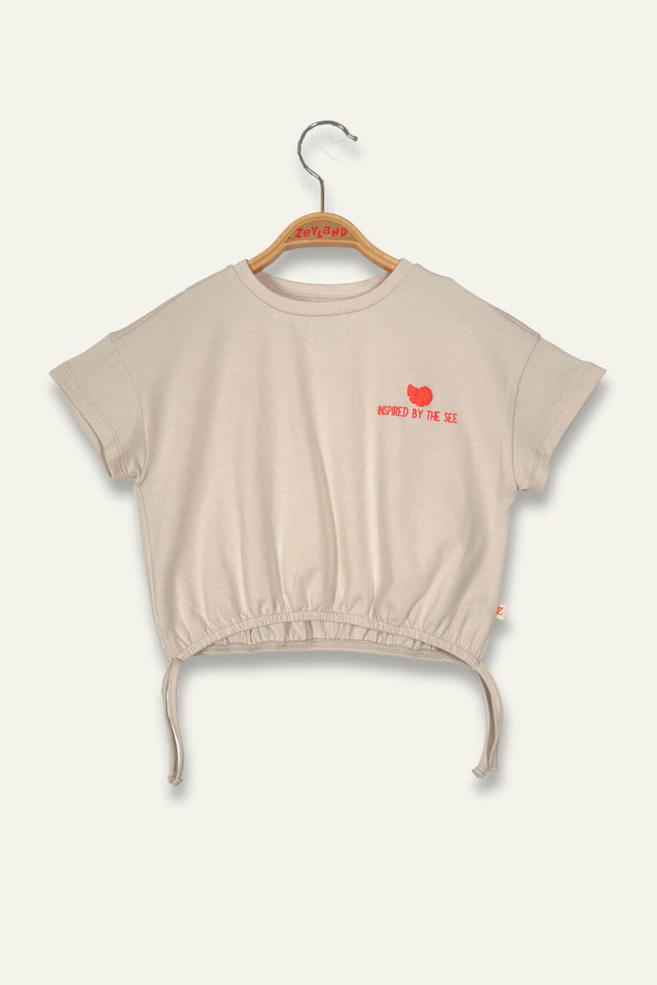 Kız Çocuk Hawai Baskılı Crop T-Shirt