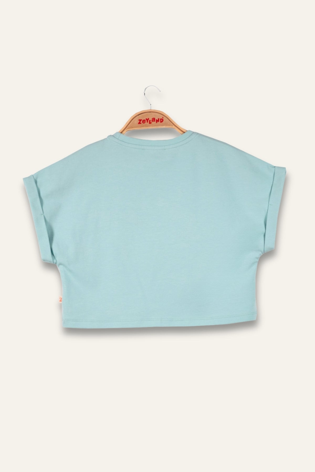 Kız Çocuk Nakış Detaylı Crop T-Shirt