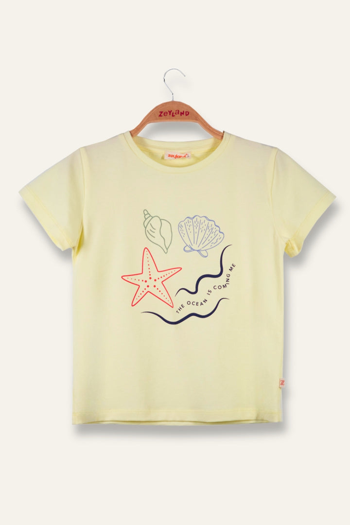 Kız Çocuk Hawaı Baskılı T-Shirt