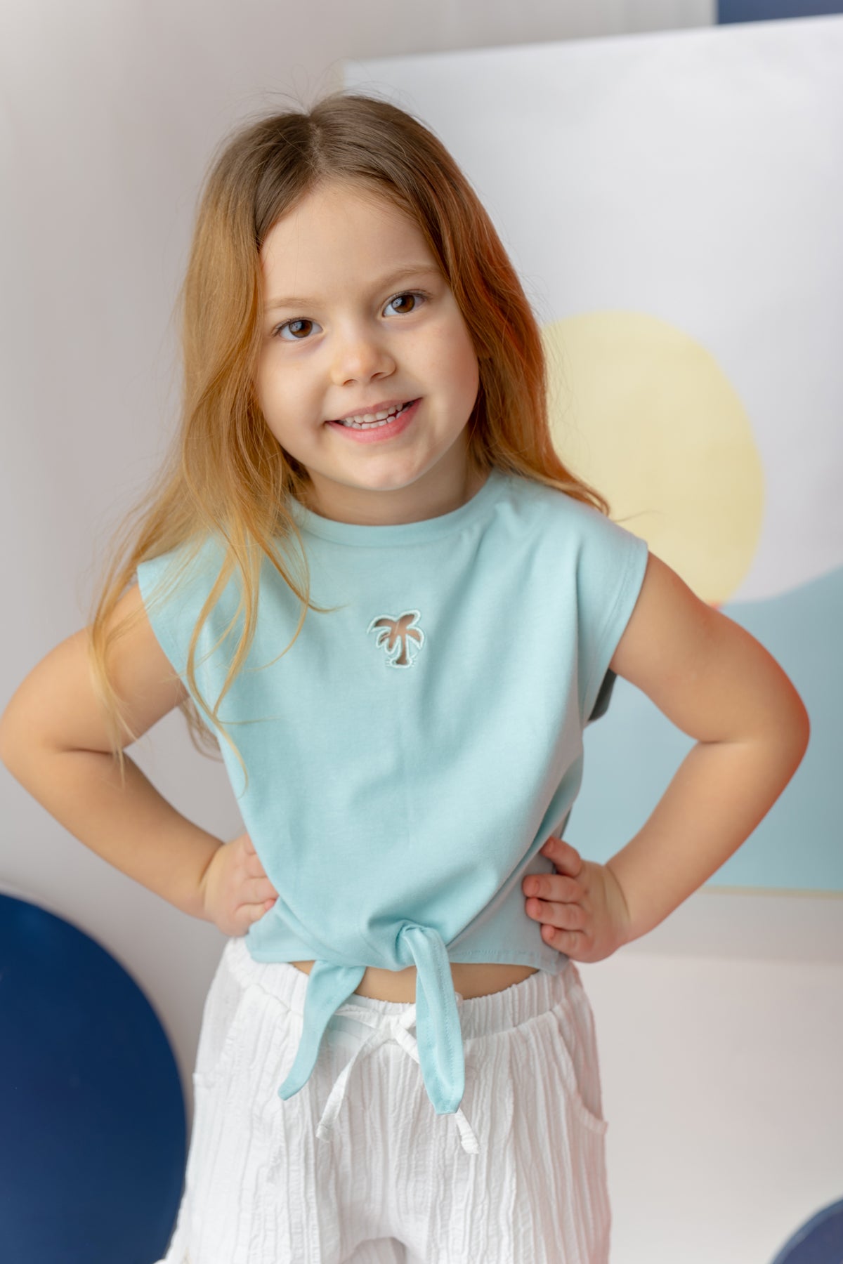 Kız Çocuk Nakış Detaylı Crop T-Shirt
