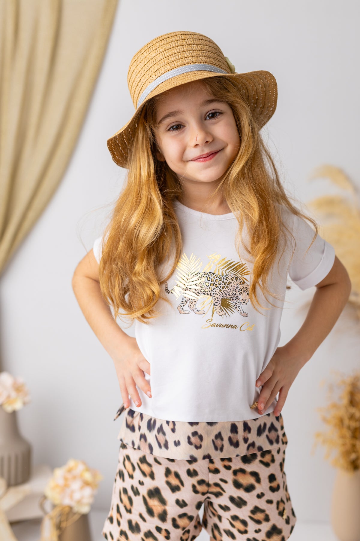 Kız Çocuk Leopar Desenli T-shirt