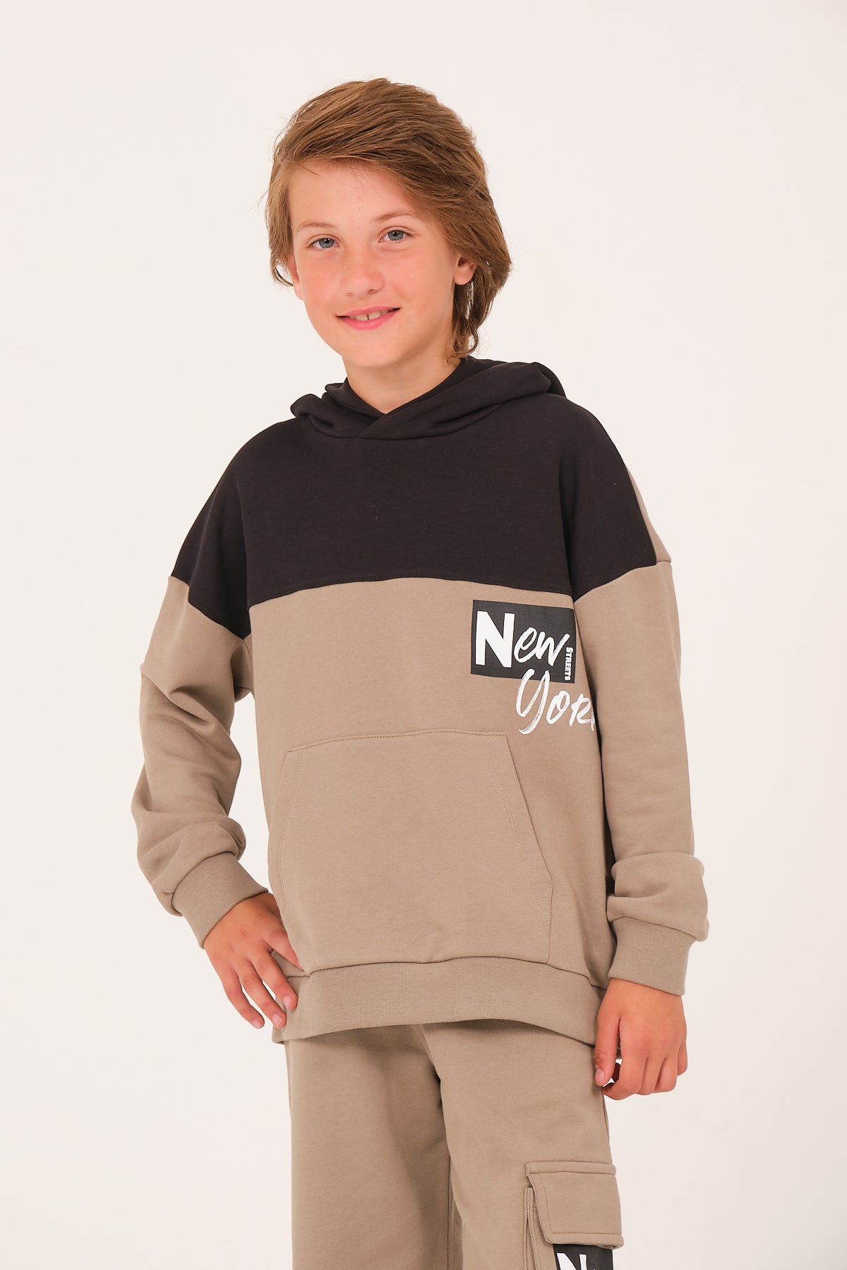 Kiz Erkek Çocuk Baskili Kapüsonlu Sweatshirt