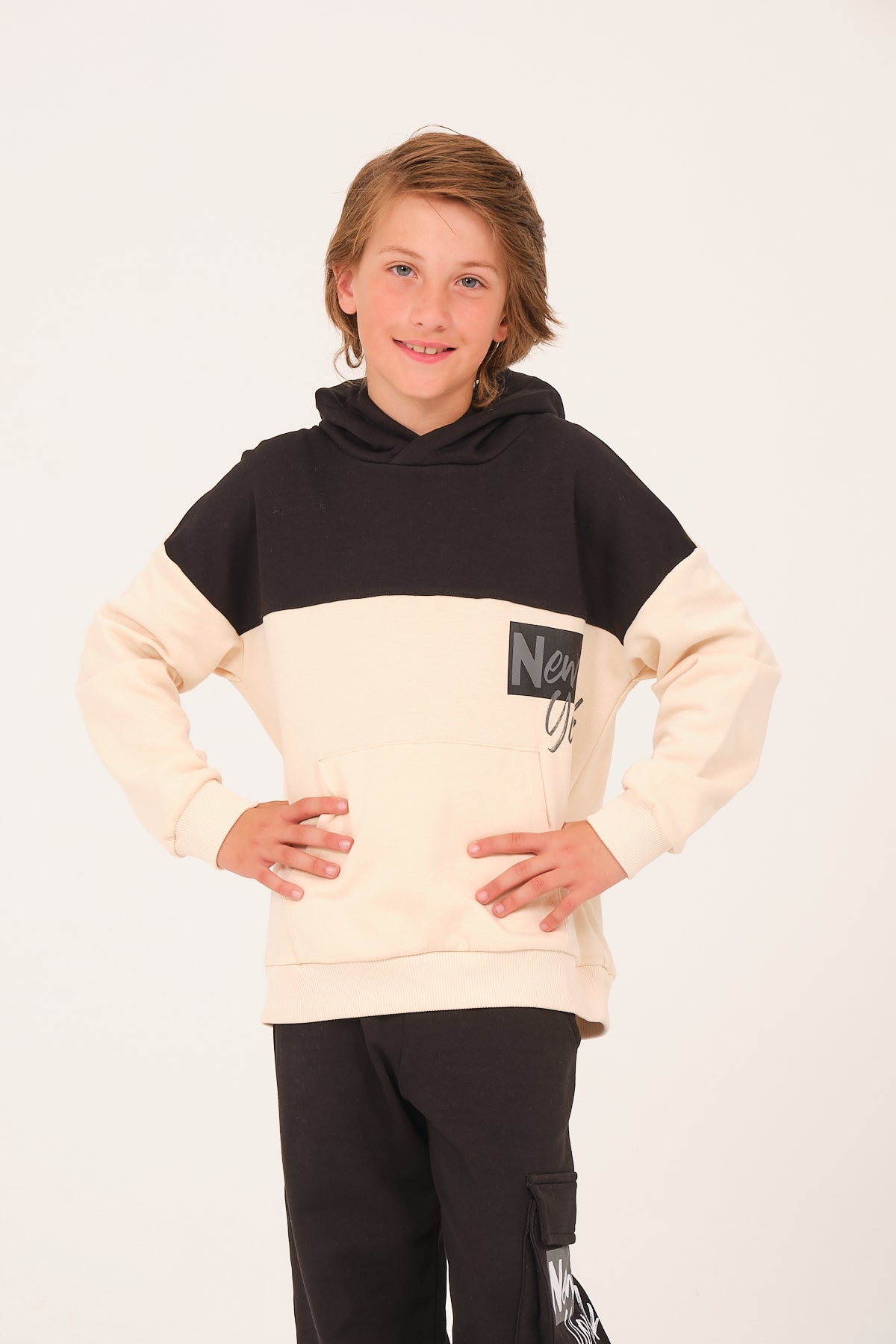 Kiz Erkek Çocuk Baskili Kapüsonlu Sweatshirt