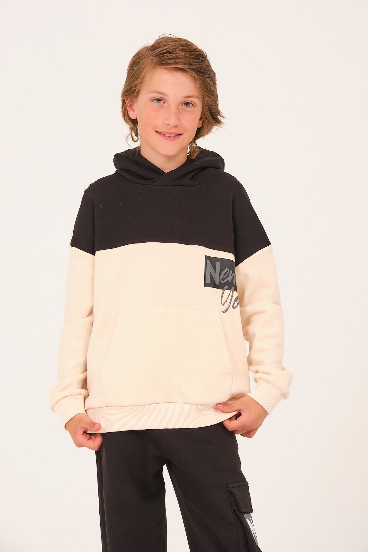 Kiz Erkek Çocuk Baskili Kapüsonlu Sweatshirt