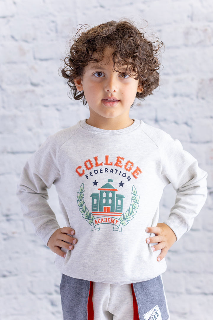 Erkek Bebek Reglan Baskılı Sweatshirt