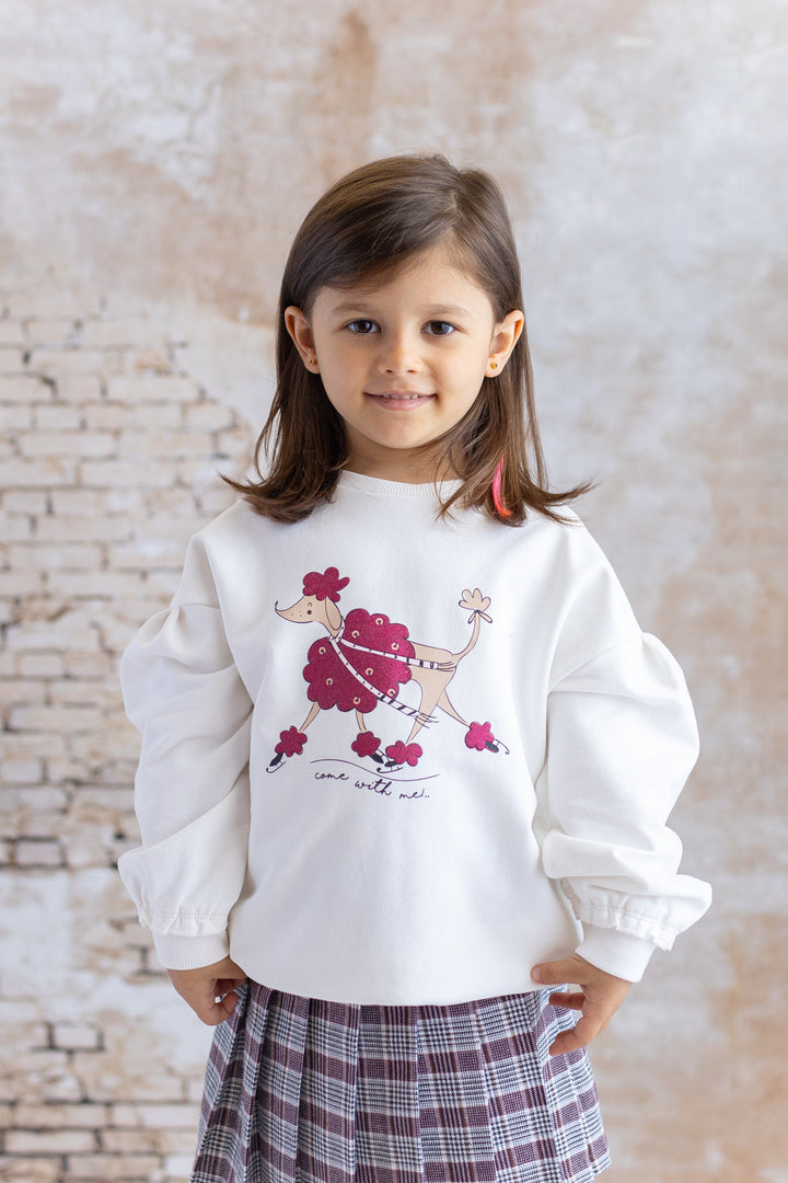 Kız Çocuk Sim Baskılı Sweatshirt