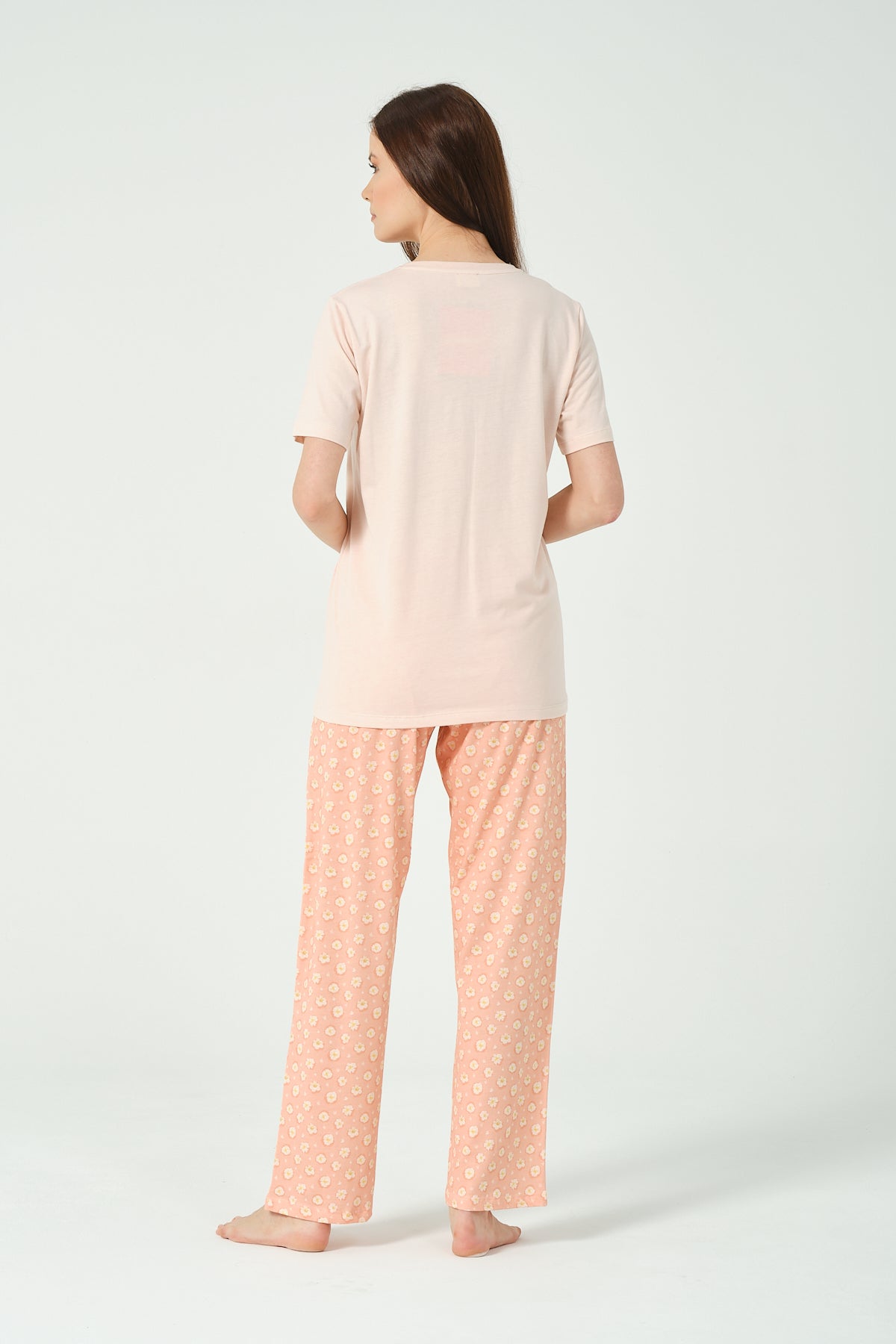 Kadın Çiçek baskılı kısa kollu Pijama Takımı