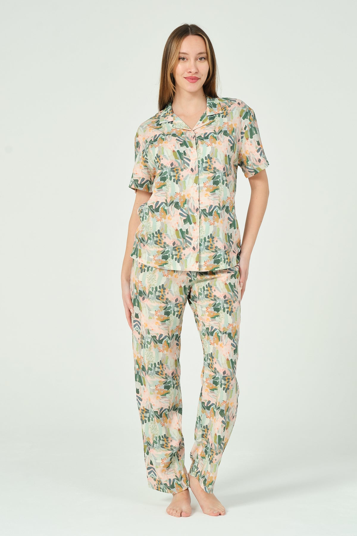 Kadın Karışık Desenli Pijama Takımı