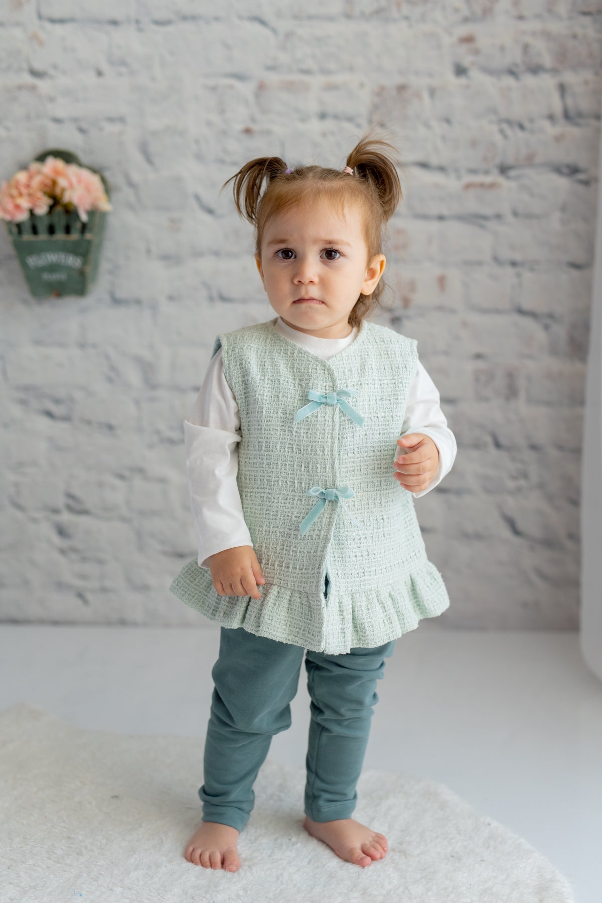 Kiz Bebek Yelek Bluz ve Tayt 3lü Takim