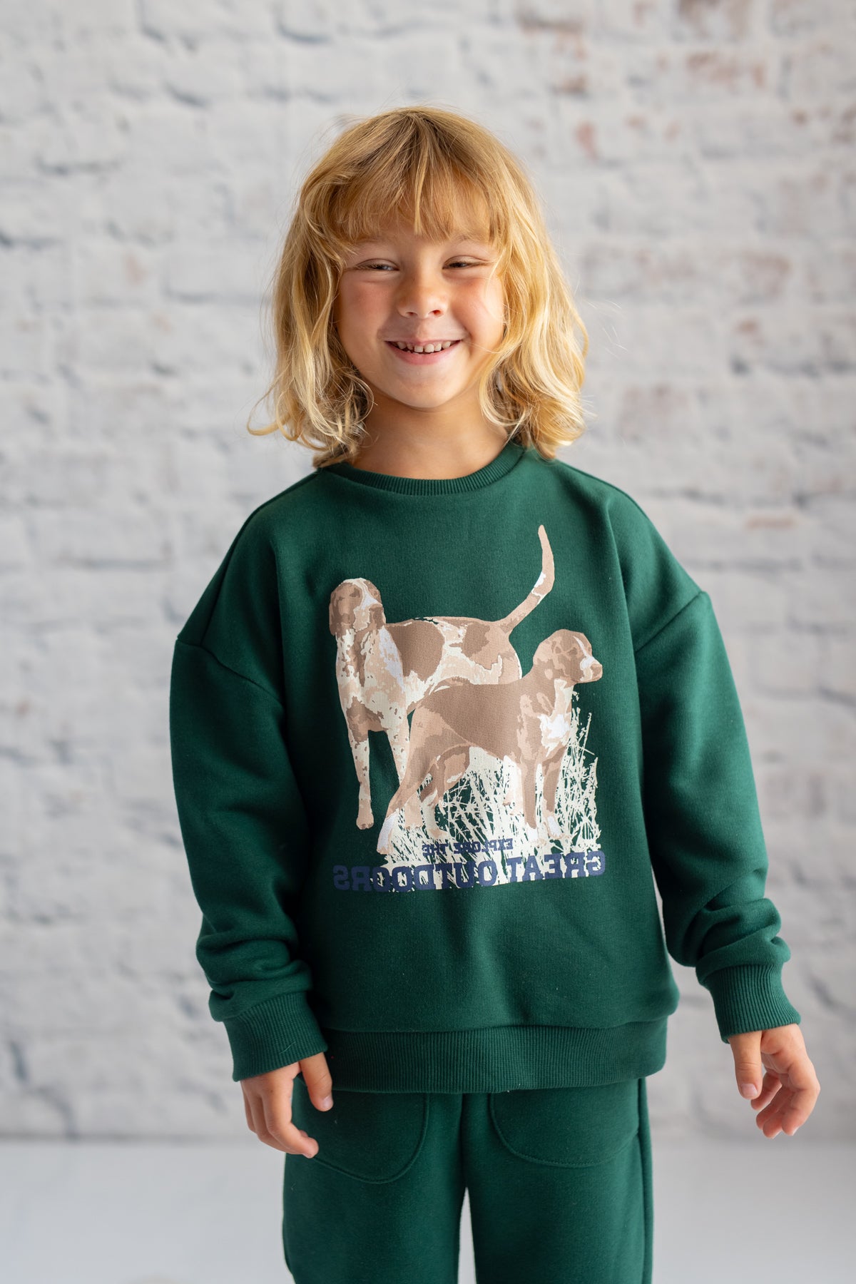 Kiz Erkek Çocuk Pembe Yazi Baskili Sweatshirt
