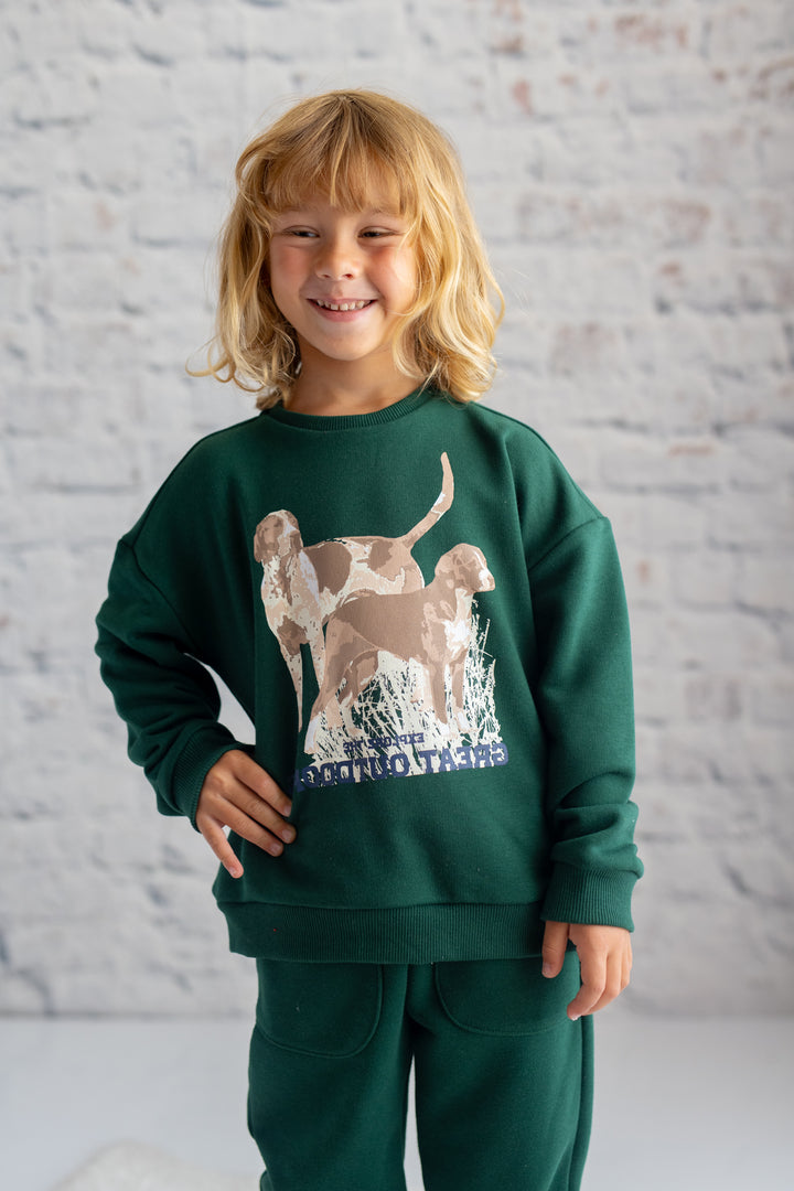 Kiz Erkek Çocuk Pembe Yazi Baskili Sweatshirt