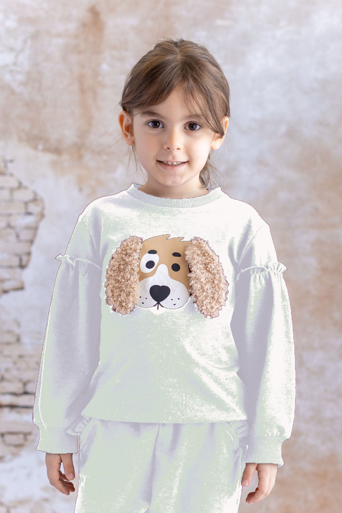 Kız Çocuk Kulak Detaylı Sweatshirt