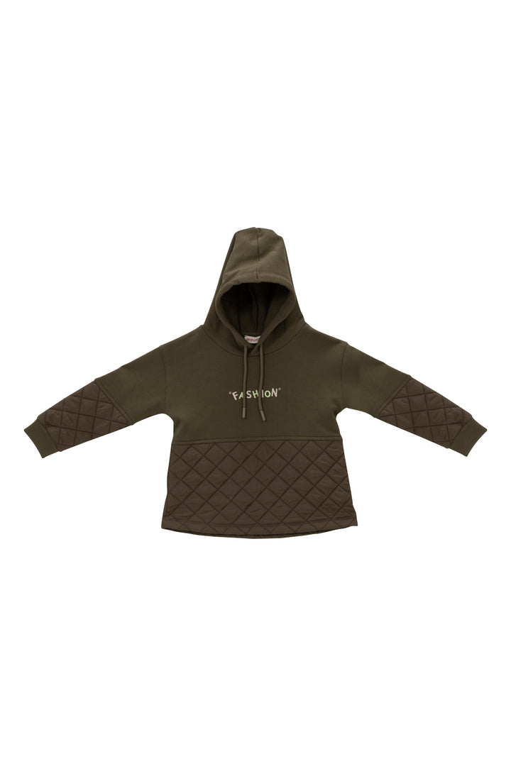 Kız Çocuk Nakış Detaylı Kapitoneli Sweatshirt