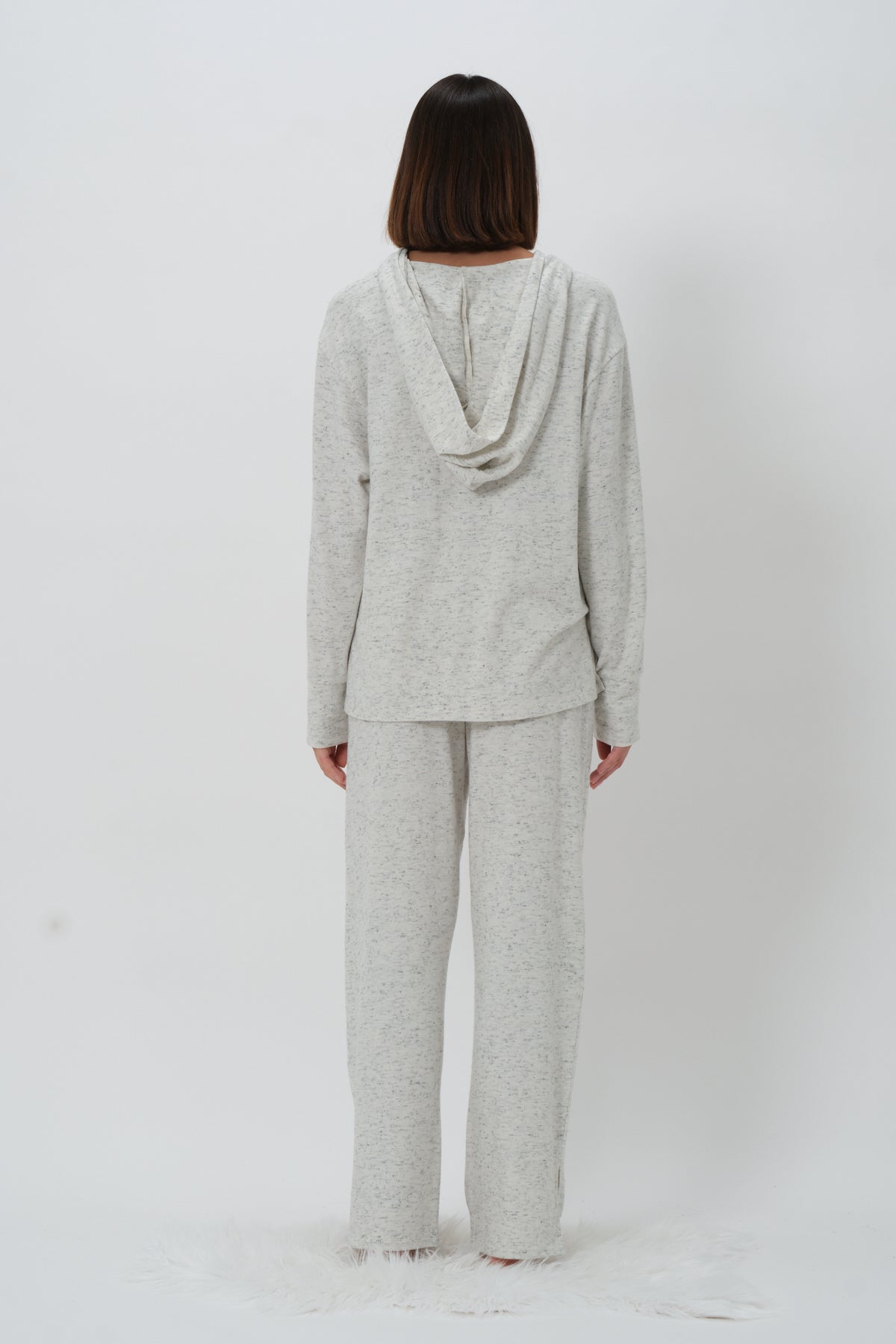 Kadın Kapüşonlü Düğmeli Pijama Takımı