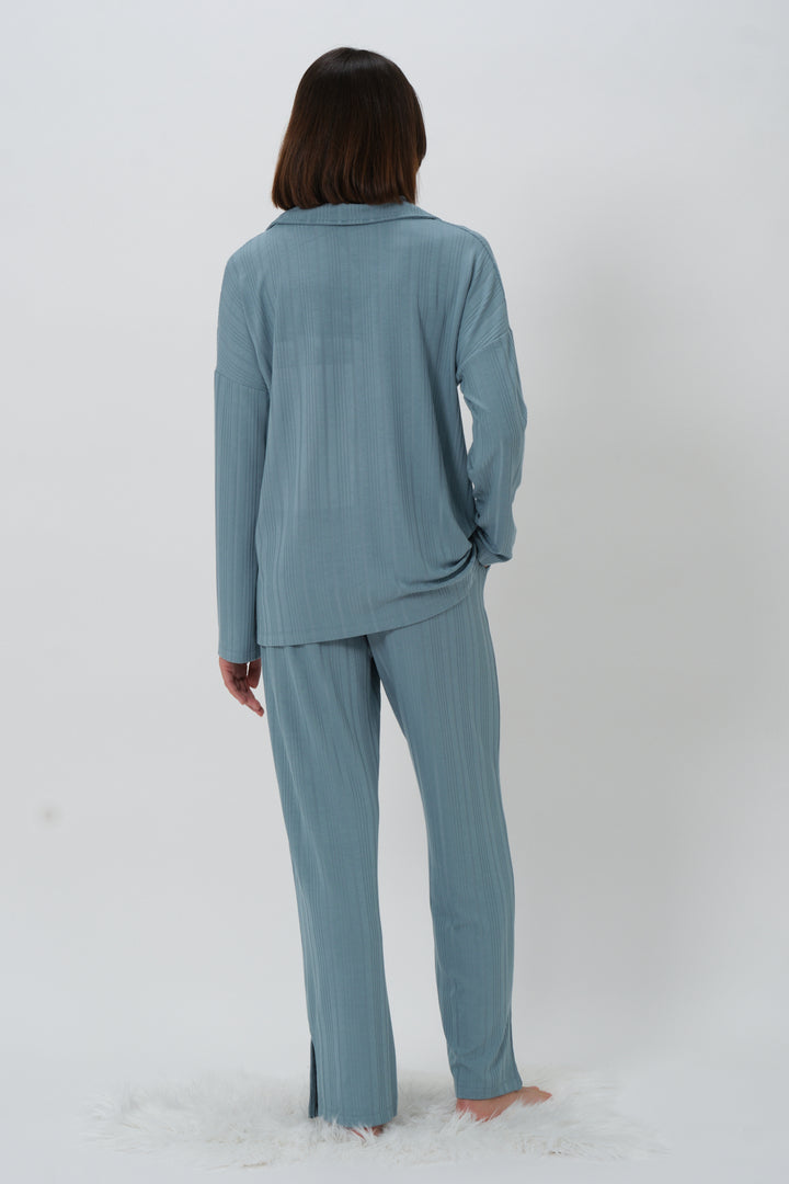 Kadın Yaka Detaylı Pijama Takımı