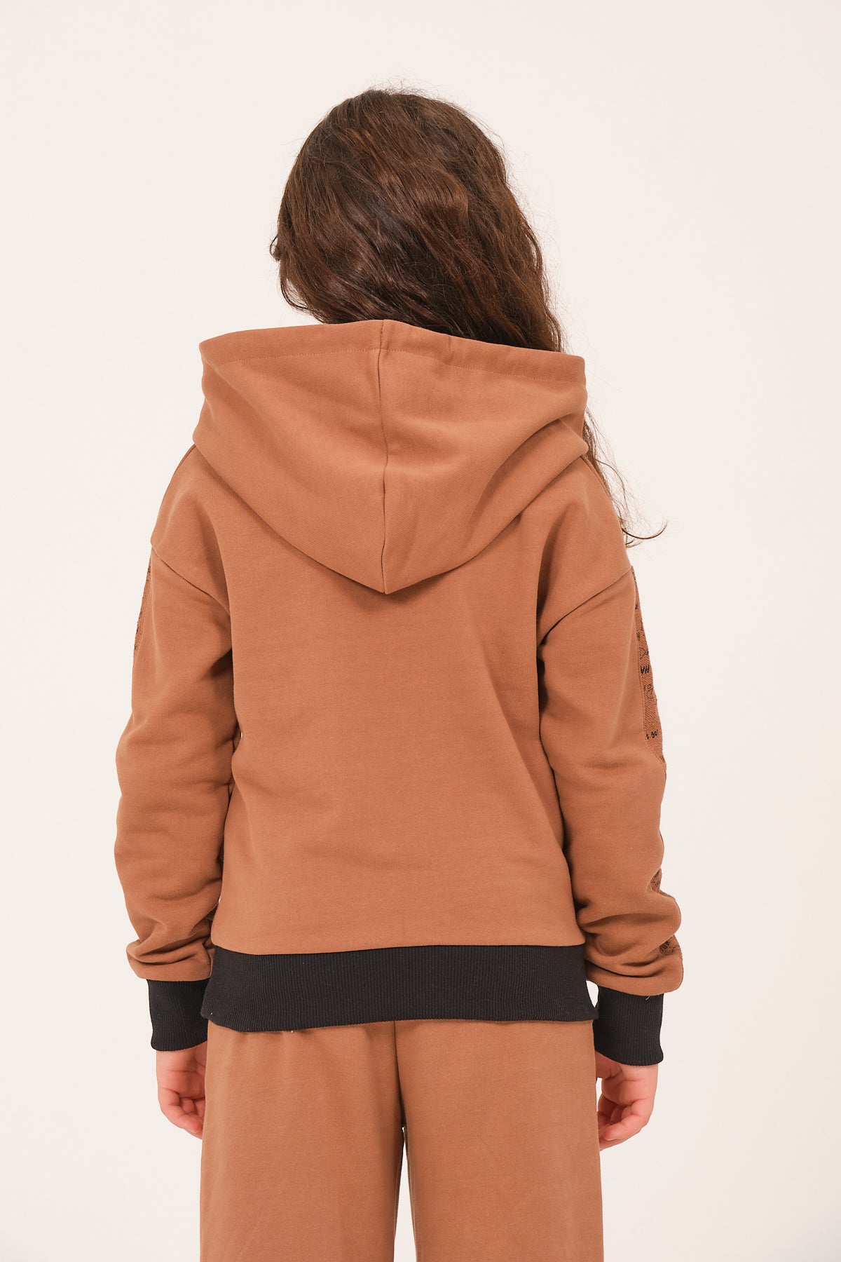Genç Kız Çocuk Yazı Baskılı Kapüşonlu Sweatshirt