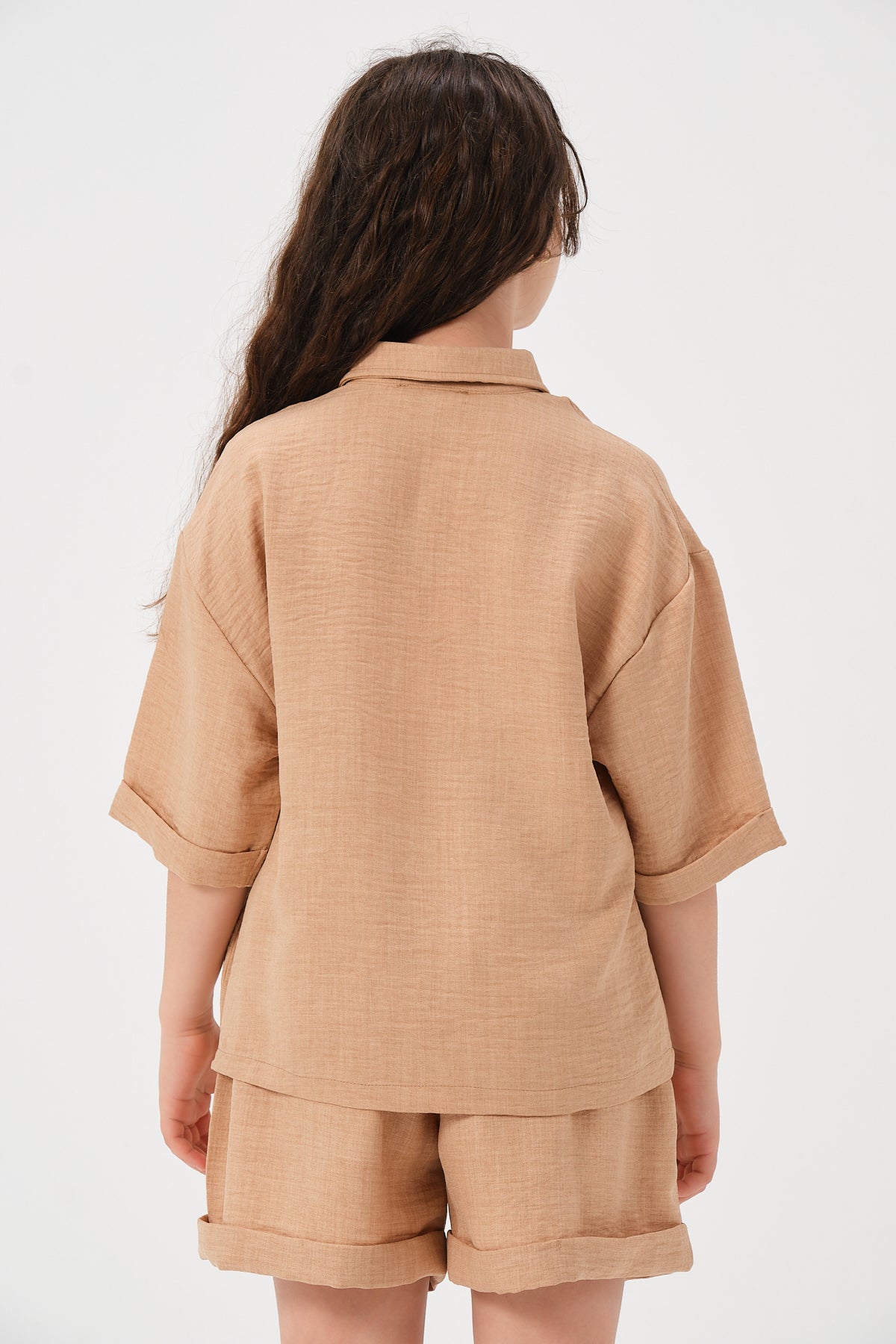 Genç Kiz Çocuk Aksesuar Detayli Cepli Kisa Kollu Gömlek