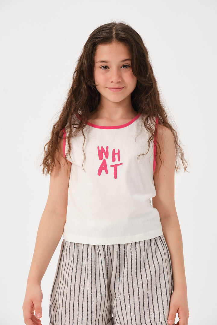 Genç Kız Çocuk Baskılı Kolsuz T-Shirt