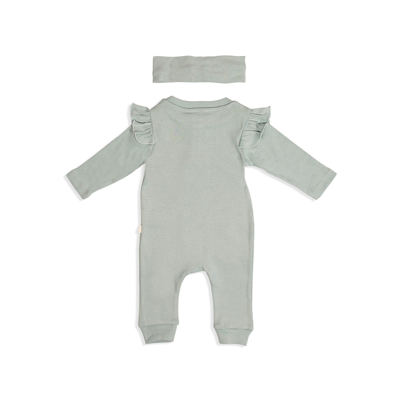 Kiz Bebek Gots Sertifikali %100 Organik Pamuk Kollari Firfirli Tulum ve Bandana Takim