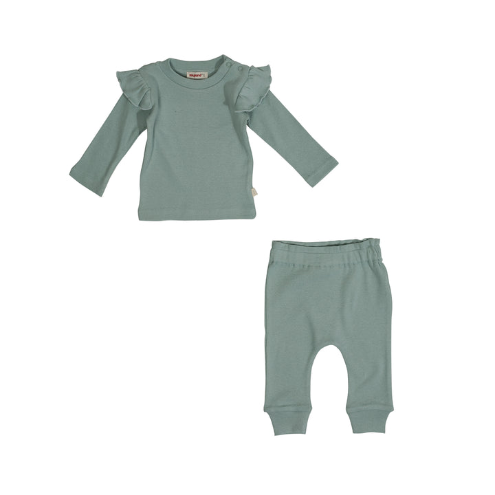 Kiz Bebek Gots Sertifikali %100 Organik Pamuk Firfirli Sweatshirt ve Pantolon Takim
