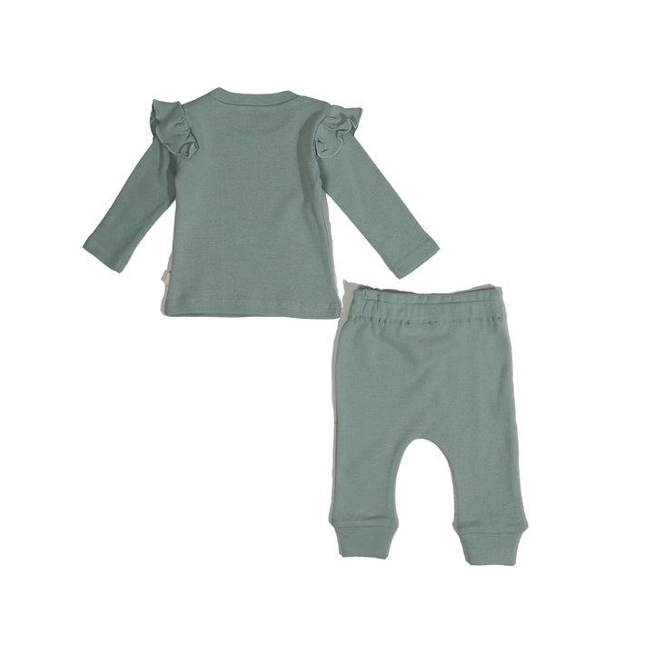 Kiz Bebek Gots Sertifikali %100 Organik Pamuk Firfirli Sweatshirt ve Pantolon Takim