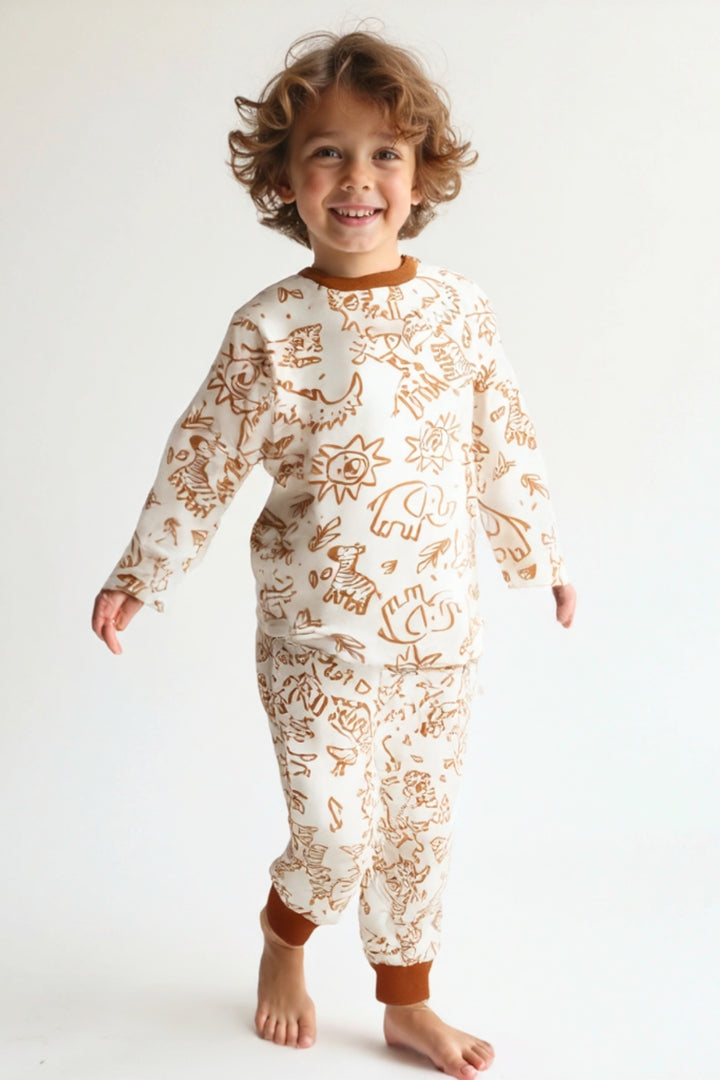 Kiz Erkek Çocuk Desenli Pijama Takimi