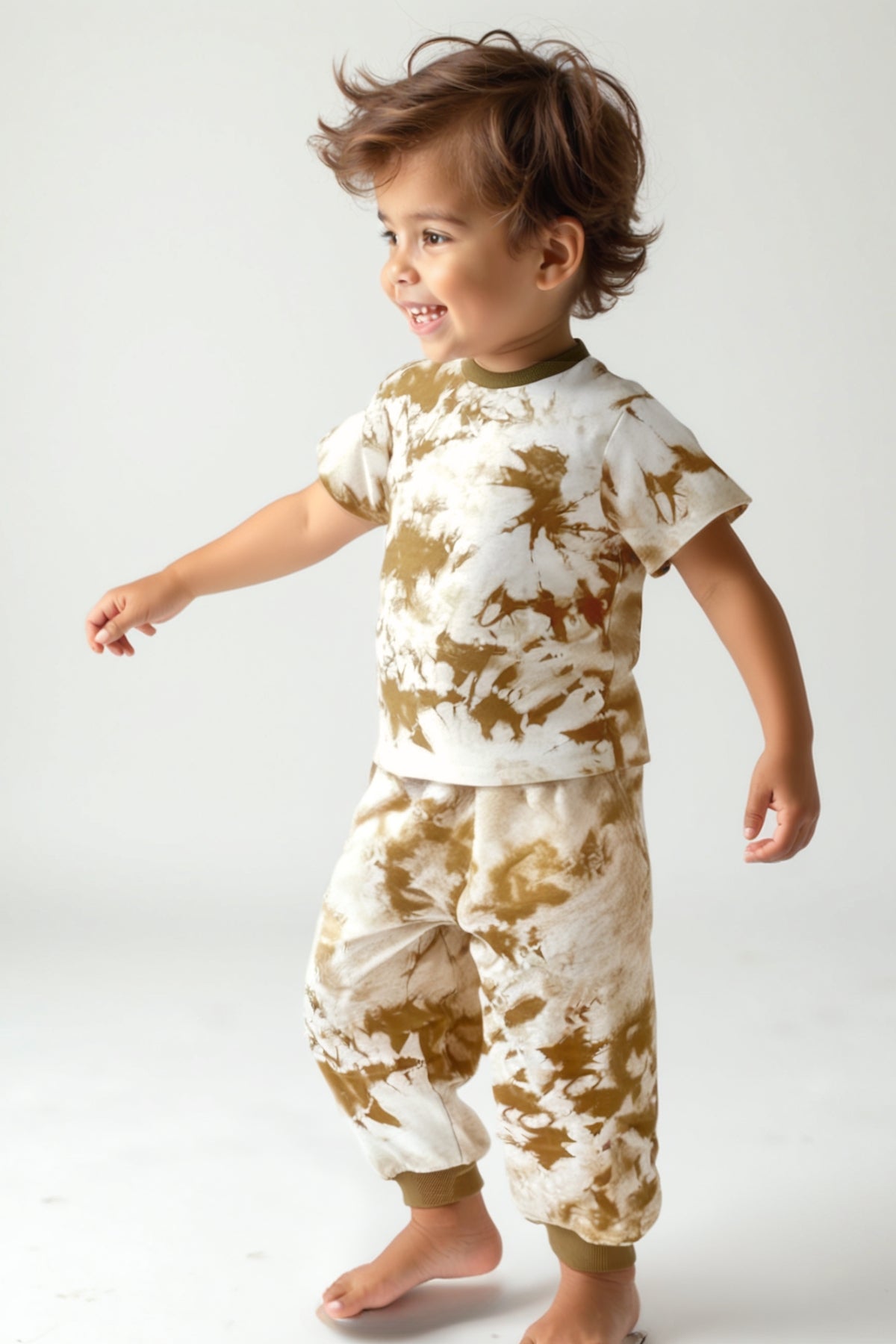 Unisex Çocuk Batik Desenli Pijama Takımı
