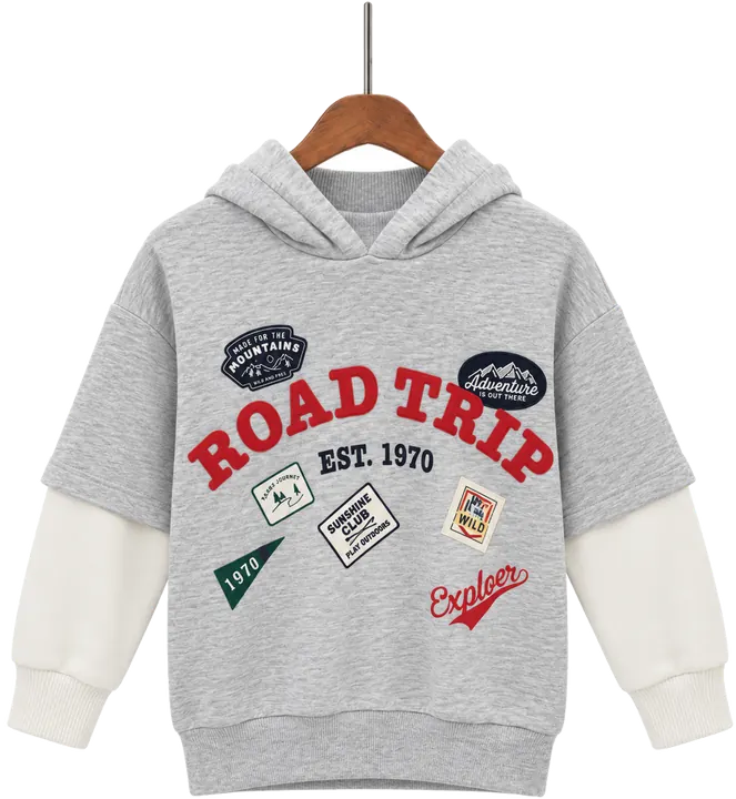 Erkek Çocuk Road Trip Armalı Kapşonlu Sweatshirt – önden